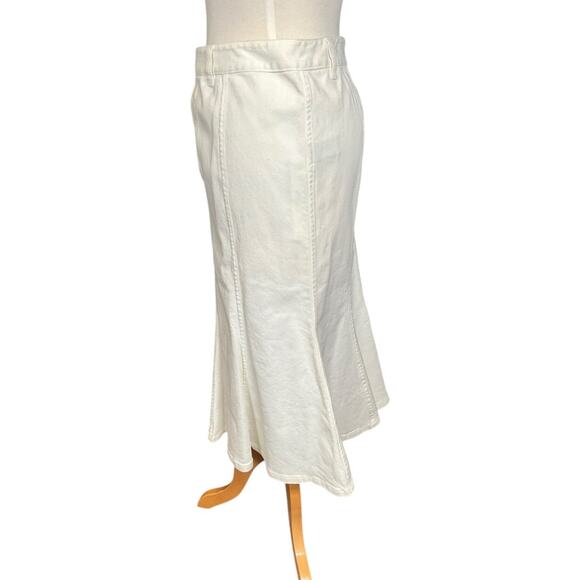 Vintage Lauren Ralph Lauren NWT White Denim Skirt Midi Length SZ 14 NWT Flare - Picture 5 of 10
